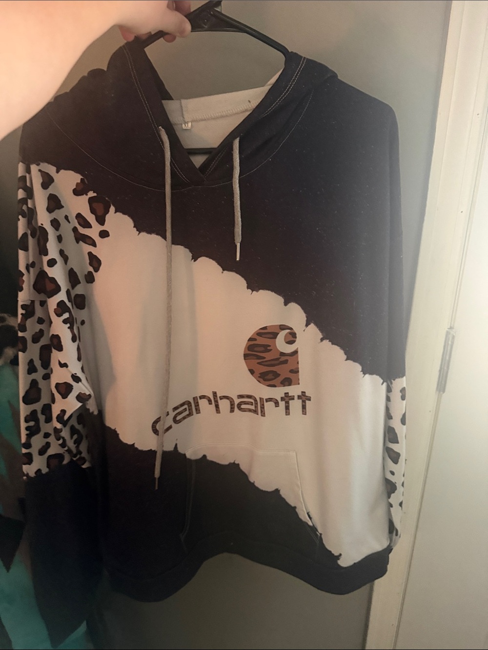 Carhartt Black, White & Brown Leopard Pull-Over Hoodie